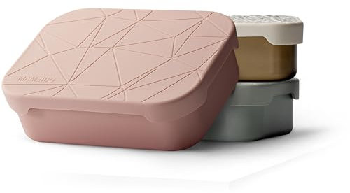MAMEIDO Brotdose Edelstahl 800ml, mit flexiblem Trenner & Silikondeckel, Lunchbox Erwachsene, leichte Vesperbox Kinder, Brotbox Kinder mit Fächern (Cotton Candy, 0,8l)