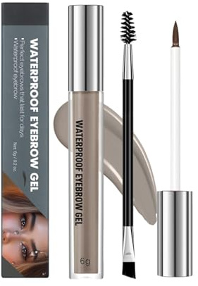 Wasserfestes Augenbrauen Gel, 2-in-1 Halbpermanenter Effekt Augenbrauenfarbe mit Pinsel Kamm Set, Langanhaltende Schweißfest für Natürlicher Volle Brauen (Smoky Grey)