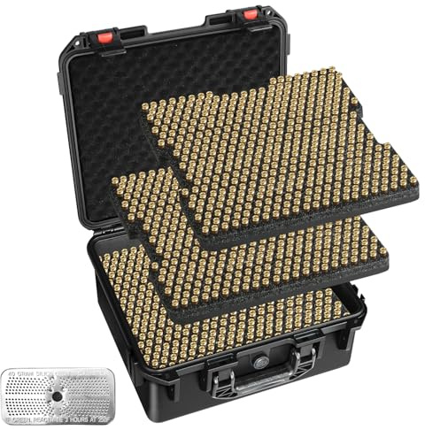 1296 Round 9mm Ammo Storage Box - TSA Approved Waterproof 9mm Ammo Case, Bullets Case for 9x19mm Parabellum, 9mm Luger, 380ACP, 38 S&W, 356 TS&W,8mm Steyr,.357SIG with Silicone Desiccant Ammo Cases