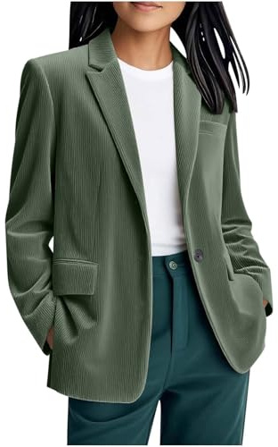 Corduroy Blazers Jacket for Women UK Ladies Solid Lapel Blazer Suit Long Sleeve Elegant Coat Pockets Cardigan Tops Plus Size Casual Work Wear Business Office Formal Outwear Suits Jackets