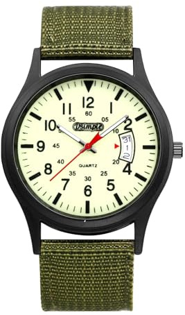 Avaner klockor män taktik militärklocka: Nylonarmbandsur 24 timmars display lysande visare, utomhus herrklocka analog kvartsklocka för män