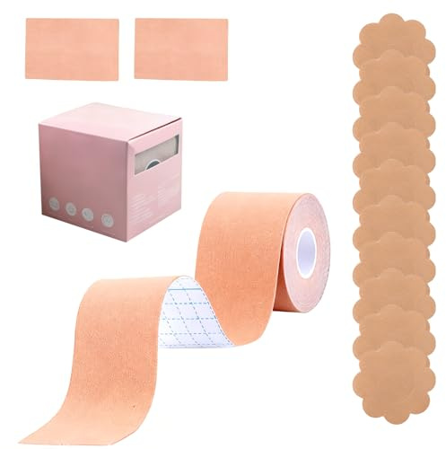 Xkqjlp Boob Tape Boobtapes Boobtapes Push Up Breast Tape Boob Lift Tape Boobytape for Large Breasts Self Adhesive Strapless Body Tape Bra Tape for A to G Cups with Nipple Covers
