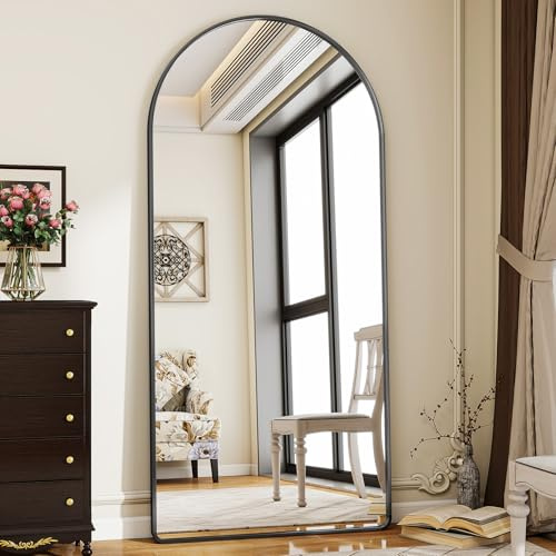 Koonmi 76x171 cm Arch Mirror Full Length, Standing Full Body Dressing Mirror with Round Corners, Wall Mounted, Leaning, for Living Room, Black