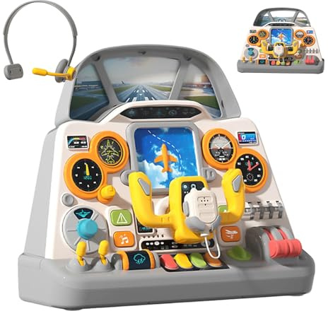 Juguete de avión interactivo: juego de panel de control de aviones, juego de simulación con materiales duraderos, juguete de avión para niños con botones divertidos, actividad educativa, dispositivo d