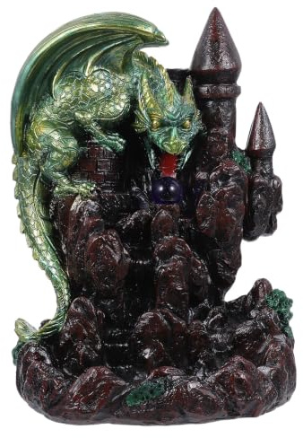 Toddmomy Drake-återflödeskon rökelsekare - Drakefigur staty skulptur prydnad - Vattenfall rökelsehållare - Slott aromaterapi prydnad för hemmakontor yoga