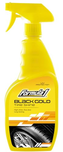 Formula 1 Black Gold, Long-Lasting Tire Shine Restores Glossy Black Color to Rubber and Plastic Trim, Water Resistant with UV Protection, 23oz