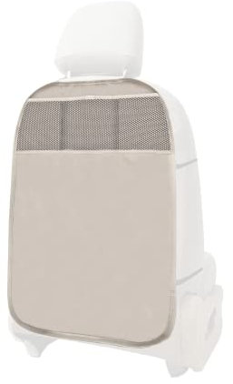 L & P Car Design L&P A081B1 1 Stück Rückenlehnenschoner Rückenlehnenschutz Sitzschoner Rückenlehne Auto Kinder Lehnenschutz Sitz Kunstleder Beige 3 Taschen Organizer Schutz für Autositz Sitzlehne