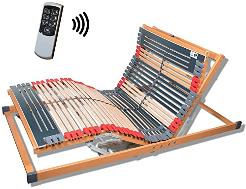 7 Zonen Lattenrost Rhodos® EL FU | Kopf- und Fußteil elektrisch verstellbar | 44 Leisten Lattenroste | Notabsenkung | TÜV GS | Mittelgurt | fertig montiert | Funkfernbedienung | 90x210 cm