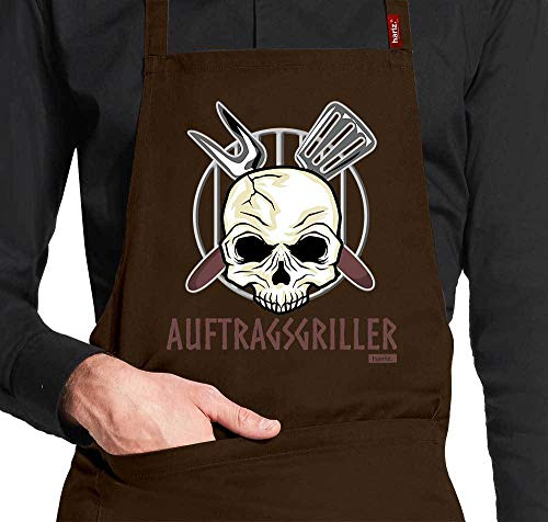 HARIZ Grillschürze Koch-Schürze Auftragsgriller 2 Grill Geburtstag Plus Geschenkkarten Braun One Size