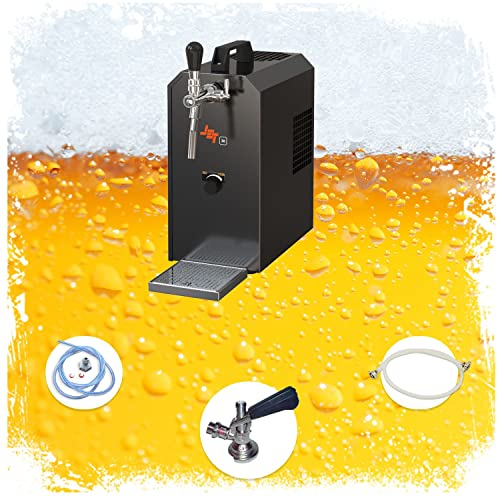 ich-zapfe.de Komplett Set - Zapfanlage, Bierzapfanlage Jet 30K Bierkoffer mit Luftpumpe Durchlaufkühler 1-leitig Trockenkühler, bis zu 35 Liter/h, Zapfkopf:KeyKeg