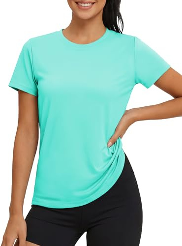 MAGCOMSEN Gym Tops for Women UK Sports UPF 50+ Running T Shirt Quick Dry Yoga Breathable Top Swimming Summer Short Sleeve