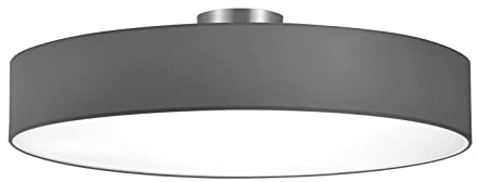 Trio Leuchten Deckenleuchte Hotel 603900511, Metall Nickel matt, Stoffschirm grau, exkl. Leuchtmittel 5x E27