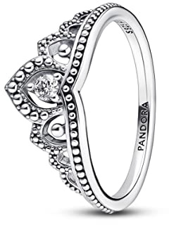 PANDORA Königlicher Perlen Diadem-Ring aus Sterling Silber mit Zirkonia - kombinierbar mit Schmuck Moments Kollektion - Größe: 52