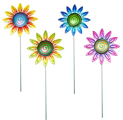 URFEDA Tournesol Jardin Fleur Piquet Fer Fleur Décoration Piquet en Pot Décoration Fleur Piquet Coloré Métal Artisanat Piquet pour Jardin Parc Balcon Cour Extérieur