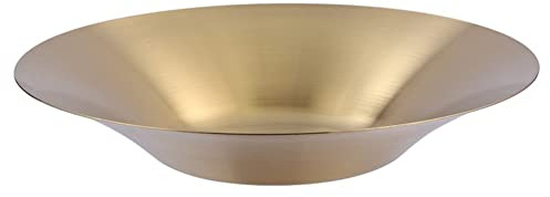 Lioaeust Plato de espaguetis de acero inoxidable, plato de ensalada de frutas, plato de sopa, plato de cena, plato de fideos, cuenco de mezcla, recipiente de alimentos de cocina (dorado, 25 cm)