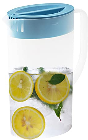 Pomurom Kunststoffkrug mit Deckel, 1,5L/2L Kühlschrankkrug Saftkanne Teekanne Wasserkaraffe mit Griff für Tee, Säfte, Limonade, Milch, Kalte Oder Heiße Getränke, Flasche für Haushalt Picknick