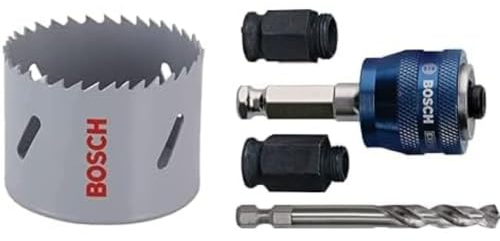 Bosch Professional Lochsäge HSS Bimetall für Standardadapter (für Metall, Aluminium, rostfreiem Edelstahl, Kunststoffen und Holz, Ø 35 mm) + 4-tlg. Power Change Plus Starter Kit Set