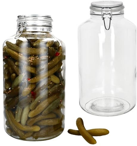 MamboCat Norma Lot de 2 bocaux de conservation hermétiques ronds Bocaux en verre avec fermeture à étrier Idéal pour la mise en conserve, la fermentation et le stockage