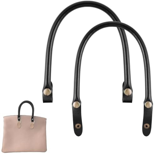AFCJLTO 40cm Asas para Bolsos de Cuero Negro, 2 Piezas de Repuesto en Cuero PU con Botón a Presión, Flexibles y Duraderas, para Crear o Arreglar tus Bolsos，Ideal para Bricolaje
