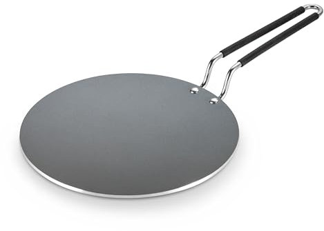 Tramontina Utsava 10.5-Inch Tri-Ply Clad Stainless Steel Ceramic-Coated Curved Chapati Tawa, Nonstick Concave Tava Pan for Roti & Crepe
