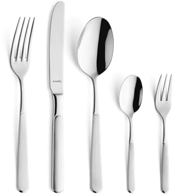 Amefa SATINA Besteck Set 30-teilig, Besteck für 6 Personen, Spülmaschinenfest, Besteck Rostfrei 18/10 Edelstahl, Spezial-Wellenschliff, Gehärteter Klingenstahl