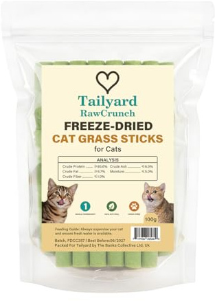 Freeze-Dried Cat Grass Sticks – 100 g | Single-Ingredient Green Treats | Gentle Fibre Bites for Cats | Plant-Based, Grain-Free