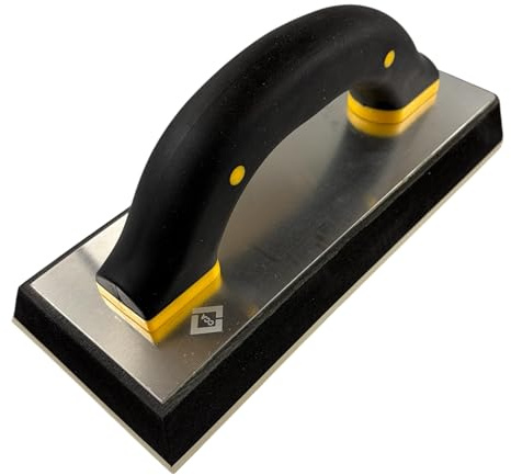 CCA Tile Grout Float with Soft Grip Handle, High Density Foam Pad, Aluminium Plate, Two Rounded Corners, 100mm x 240mm