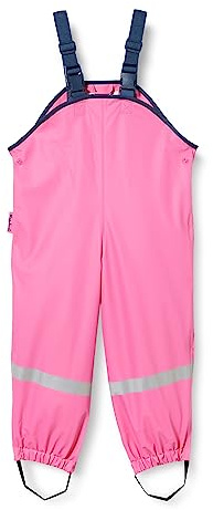 Playshoes Pantaloni fango, salopette antipioggia, fodera in tessuto, Pantaloni antipioggia antivento e impermeabili Unisex - Bambini e ragazzi, rosa, 128
