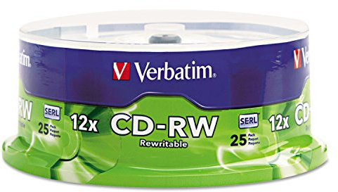 Verbatim CD-RW 700MB 4X-12X High Speed Discs with Branded Surface, Spindle of 25