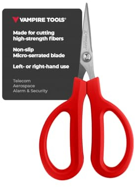 VAMPLIERS 6 1/4 Fiber Optic Kevlar Scissors Industrial Grade Carbon Steel Shears - Cuts Kevlar, Dyneema, Spectra, Vectran, Dacron, Nomex, Technora, Innegra, Carbon Fiber, Fiberglass