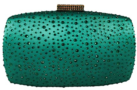 Boutique De FGG Borse da Sera per Donne Pochette e Clutch di Cristallo Borse da Sposa con Strass Minaudiere in Diamanti, Piccolo, Verde