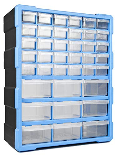 TekBox DIY Tool Bits Storage Organiser Unit - Workshop Parts Craft Box Cabinet (39 Drawer)