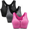 ZOEREA Soutien-Gorge de Sport Femme Zippée Devant Push Up sans Armature Lingerie Bra Courir Vest Coussinets Amovibles pour Fitness Jogging Yoga Course,Noir + Gris + Rose,XL (Lot de 3)