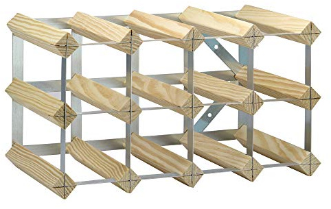 Maison & White Wood & Metal Wine Rack | 4x2 Industrial Rack | 10-12 Bottle Capacity | Champagne, Wine and Spirit Bottles | Free Standing or Wall Mounted | M&W