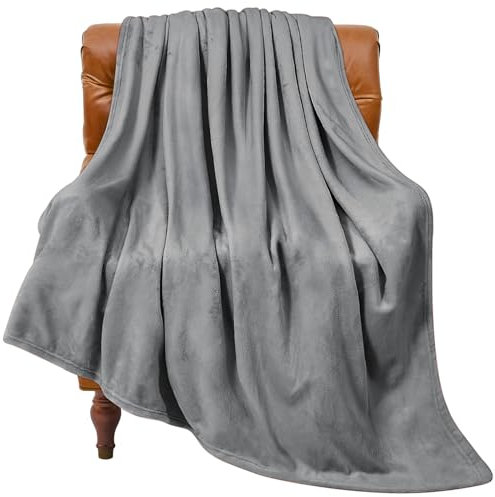 BEDELITE Fleece Blanket Grey Throw for Soft & Bed - Double Sided Cosy Fluffy Blanket Single/Travel, Super Soft and Warm Throw Blanket for Autumn and Winter, 127 x 152cm