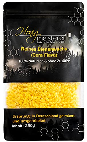 Honigmeisterei Bienenwachs Pastillen aus Deutschland - 100% reines Bienenwachs ohne Zusätze aus Schwarzwälder Imkerei - Natürliches Wachs für Naturkosmetik, Seife, Kerzen, UVM. - 250g