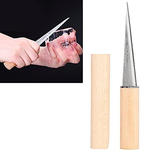 Eismesser, Holzgriff Eisschnitzmesser Küche Japanischer Stil Manueller Barkeeper Kohlenstoffstahl mit Schutzhülle für Bars