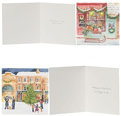 UK Greetings Multipack de 18 tarjetas de Navidad para él/ella/amigo, 2 diseños de escena de invierno