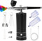Ykall Airbrush Kit with Compressor, Rechargeable Cordless Non-Clogging High-Pressure Air Brush Set with 0.3mm Nozzle and Cleaning Brush Set for Nail Art, Makeup, Painting, Cake Decor (Black)