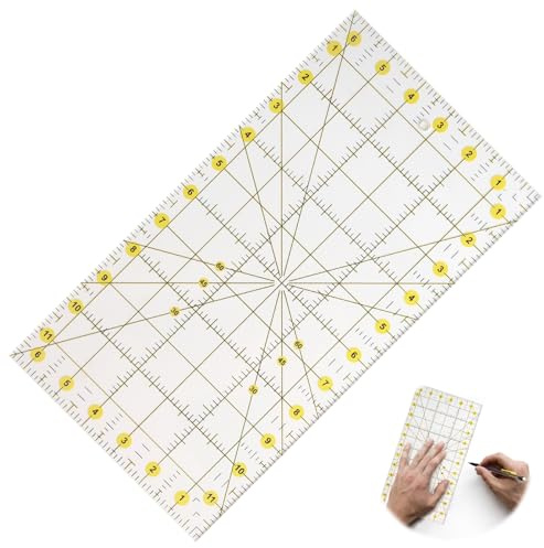 Quilting Ruler 6 x 12 Sewing Acrylic Anti-slip Ruler DIY, Clear Printed Lines for Precision Cutting, Essential DIY Quilting and Crafting Tool