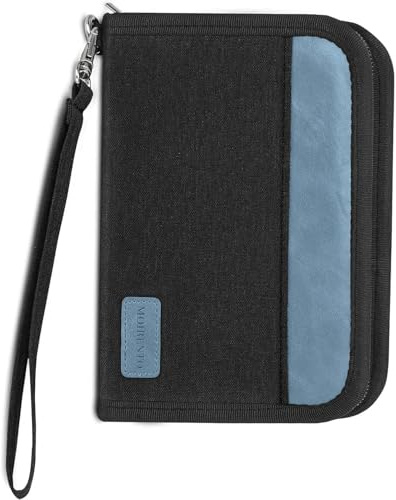 Passport Holder Travel Wallet for 2 Passports, RFID Blocking, Black Grey BG | Dual Passport Case, Small Waterproof Travel Wallet, Document Organiser, Card Holder, Holiday Travel Accessories