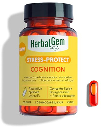 HERBALGEM - GEMMOCAPS® STRESS-PROTECT COGNITION - Bonne mémoire et concentration - 30 Capsules