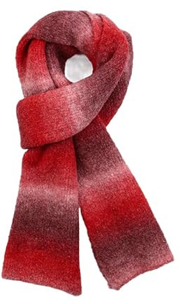 Kashmirscarf， 180 * 30 cm blå/grön regnbågsrandig ullhalsduk söt vinterhalsduk(Wine Red)