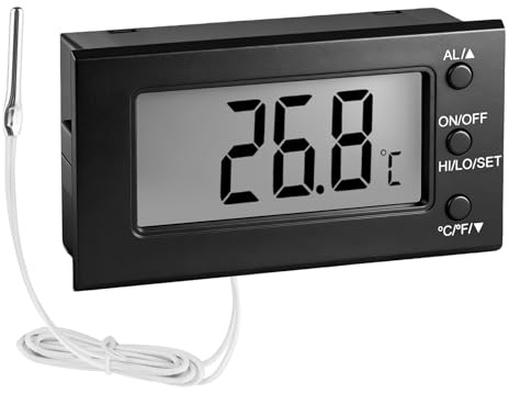 Digital Oven Thermometer With High Low Alarm, Embedded Temperature Monitor For Insulated Food Box And Catering Container, LCD Display Electronic Thermometer -50~300°C Black 1m Probe Cable