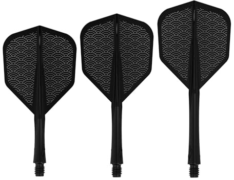 Caliburn Vuelos de SUP | Eje moldeado y sistema de vuelo | Plumas de dardos con diseño de ondas estándar n.º 6 | Varios colores (negro, corto)