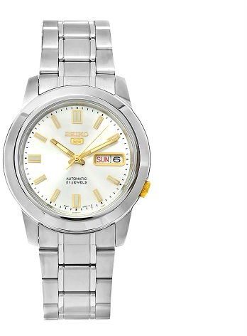 Seiko Unisex Erwachsene Analog Automatik Uhr mit Edelstahl Armband SNKK09K1