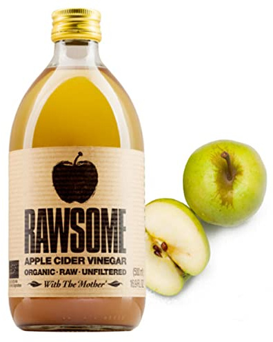 Rawsome Vinegars - Apple Cider Vinegar With The Mother. Organic Unfiltered Vinegar 100% Natural, Vegan and Vegetarian. Glass Bottle 500 ml