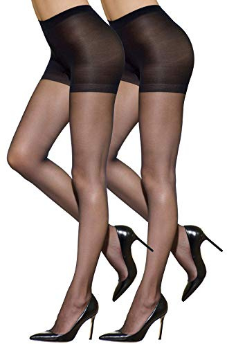 Silkies Women's Ultra Sheer Control Top Pantyhose (2 Pair Pack) - Lightweight, Comfortable, Perfect Fit, Sheer Tights, Pantyhose & Stockings, Nylon Stockings for Women (Medium Jet Black)