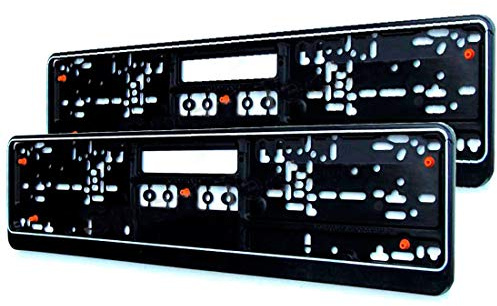 M&G Techno 2er-Set Kennzeichenschildhalter Nummernschildhalter schwarz mit Gummi, Anti-Vibration