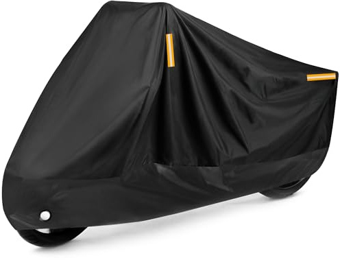 Puroma Motorcycle Cover Heavy Duty Scooter Cover Waterproof Outdoor All Season Universal Weather Quality Protection with Night Reflective, Lock Holes and Storage Bag Fits up to 105 Motorcycle Vehicle